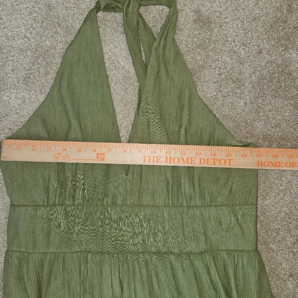 Abercrombie & Fitch Maxi Dress Women Large Olive Green Halter Open Back Wedding